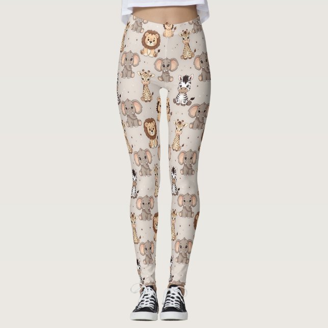Leggings Patrón de safari para bebé neutral (Anverso)