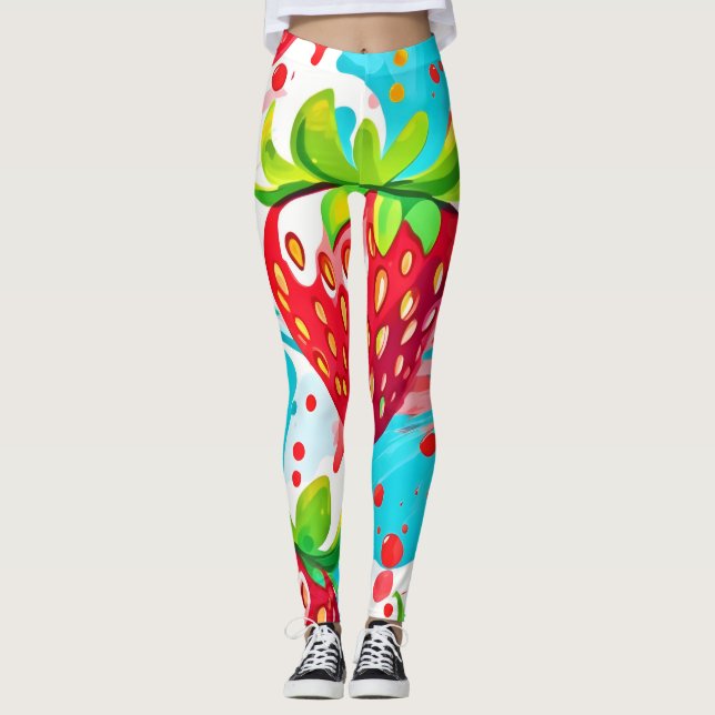 Leggings Patrón de salpicadura de fresa (Anverso)