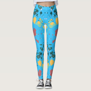 Leggings Patrón de salpicadura de pintura amarilla y turque