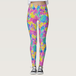 Leggings Patrón de salpicaduras de acuarela coloridas y art