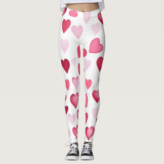 Leggings Patrón de San Valentín de corazones rojos rosados