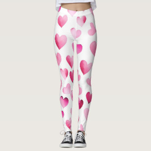 Leggings Patrón de San Valentín de corazones rojos rosados