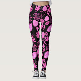 Leggings Patrón de San Valentín rosa