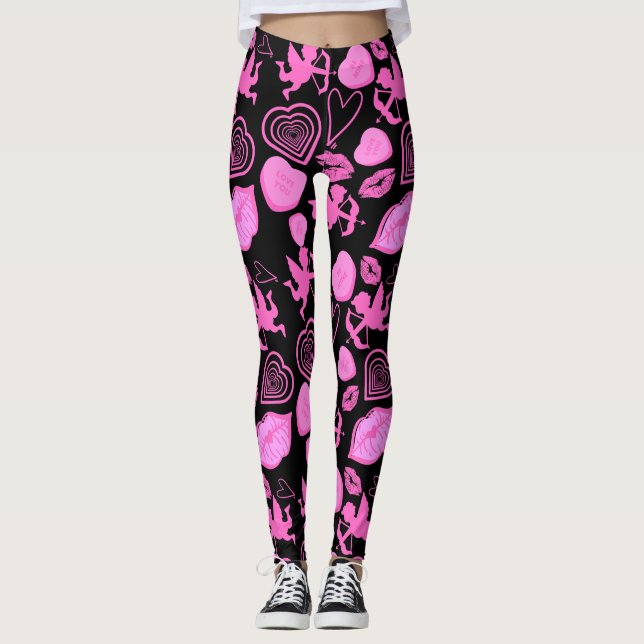 Leggings Patrón de San Valentín rosa (Anverso)