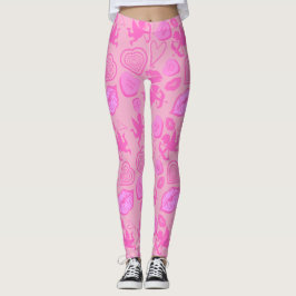 Leggings Patrón de San Valentín rosa
