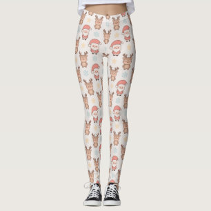 Leggings Patrón de Santa y Reno Adorable