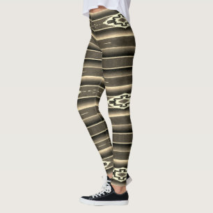 Leggings Patrón de sarape mexicano en Sepia