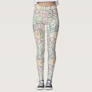Leggings Patrón de sellos de viaje