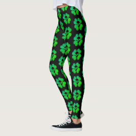 Leggings Patrón de shamrock de cráneo espeluznante