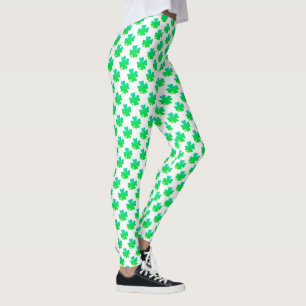 Leggings Patrón de Shamrock St Patrick Day Personalizado bl