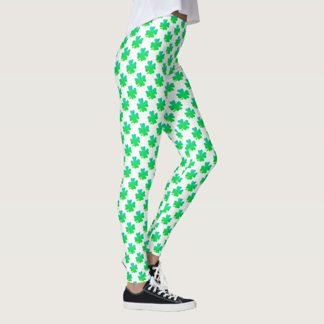 Leggings Patrón de Shamrock St Patrick Day Personalizado bl (Derecha)