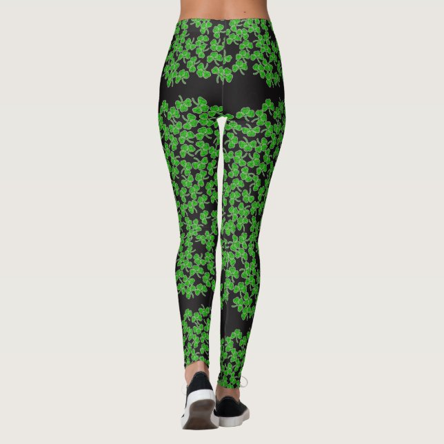 Leggings Patrón de Shamrock verde del Día de los Simpatizan (Reverso)