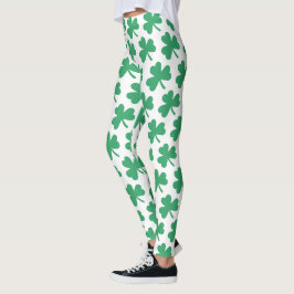 Leggings Patrón de Shamrock verde del Día de los Sta Patron