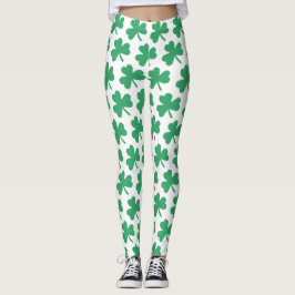 Leggings Patrón de Shamrock verde del Día de los Sta Patron