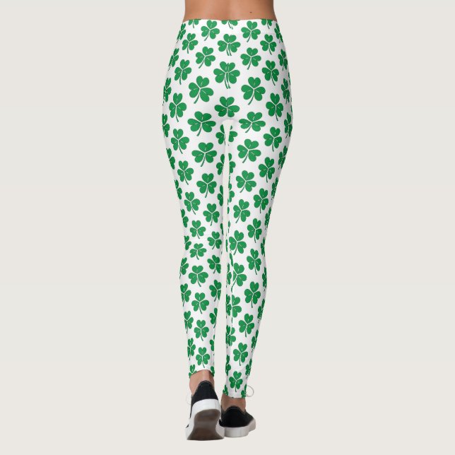 Leggings Patrón de Shamrock verde Día de San Patricio (Reverso)