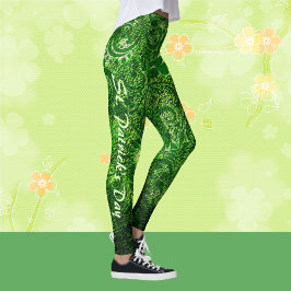 Leggings Patrón de Shamrock verde moderno del Día de San Pa