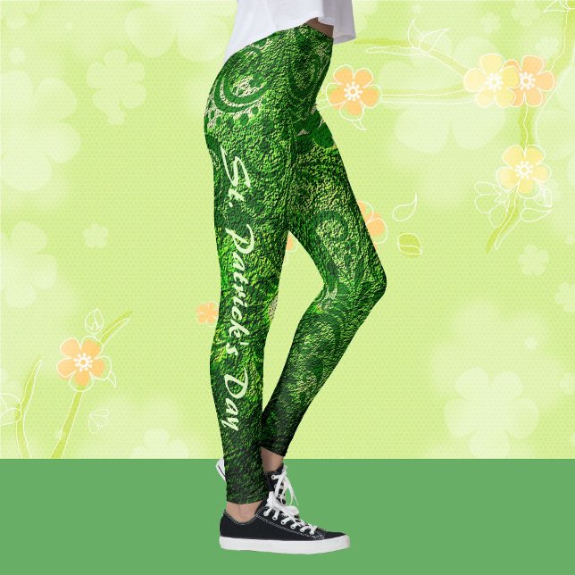Leggings Patrón de Shamrock verde moderno del Día de San Pa (Subido por el creador)