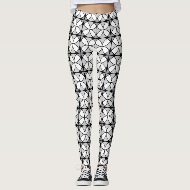 Leggings Patrón de Shippo blanco y negro con clase (Anverso)