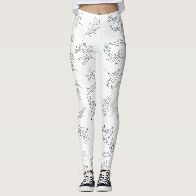 Leggings Patrón de silueta de flores (Anverso)