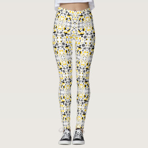 Leggings Patrón de silueta de fútbol amarillo negro
