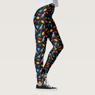 Leggings Patrón de silueta de siete especies de dinosaurio