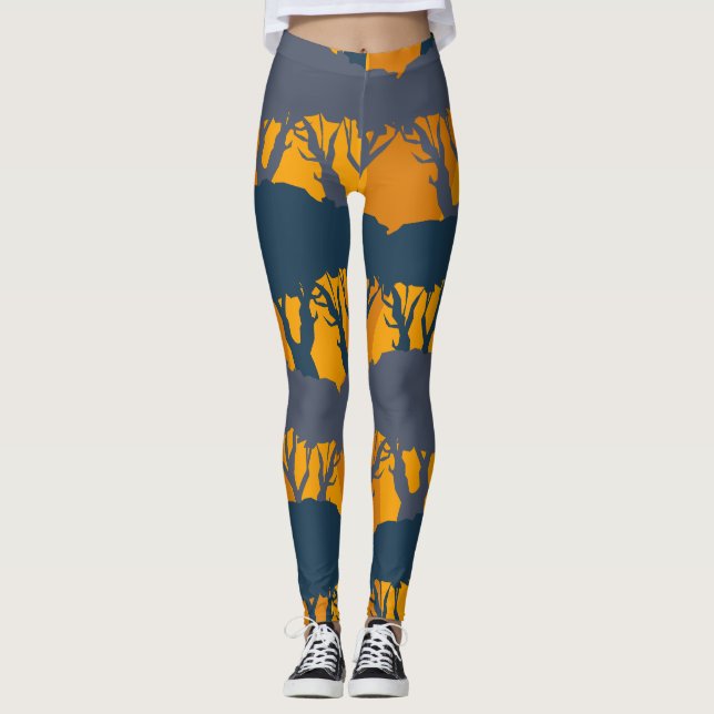 Leggings Patrón de silueta forestal (Anverso)