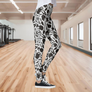 Leggings Patrón de siluetas de iconos de jardinería