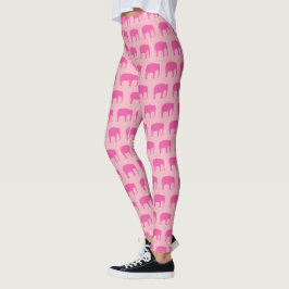 Leggings Patrón de siluetas para elefantes rosas