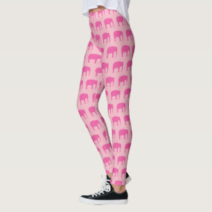 Leggings Patrón de siluetas para elefantes rosas