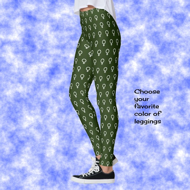 Leggings Patrón de símbolo feminista verde oscuro (Subido por el creador)