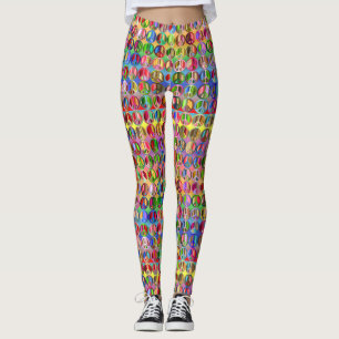 Leggings patrón de símbolos de paz multicolor