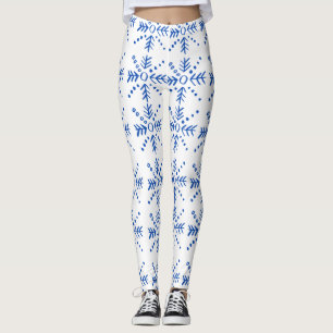 Leggings Patrón de símbolos geométricos azules