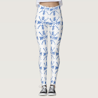 Leggings Patrón de símbolos geométricos azules