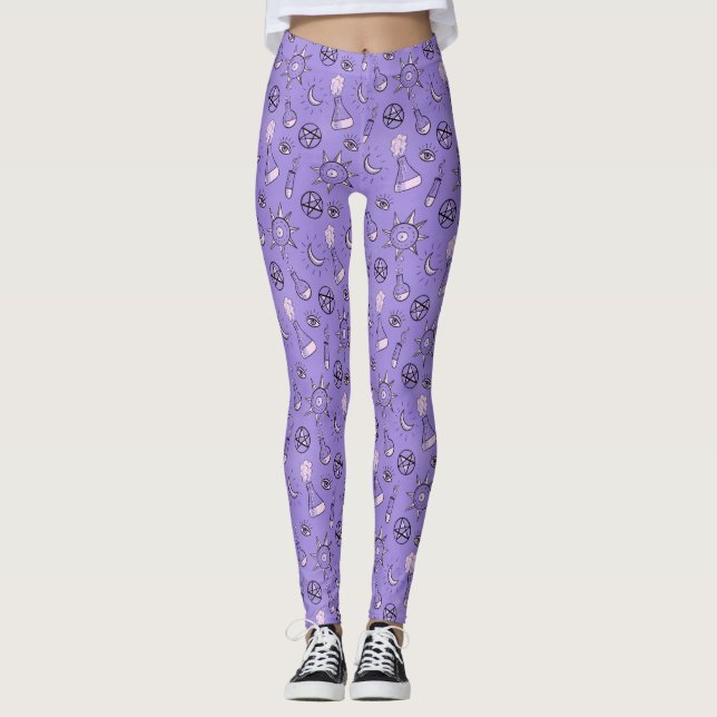 Leggings Patrón de símbolos ocultas de brujería - místico m (Anverso)
