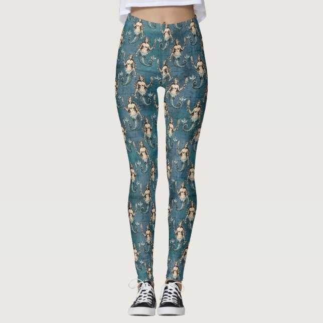 Leggings Patrón de sirena ventilado (Anverso)