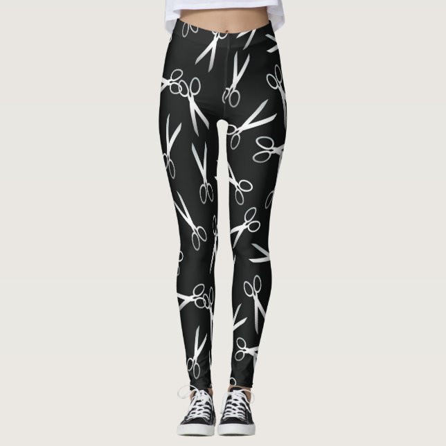 Leggings Patrón de Sissor Plata y Negro (Anverso)