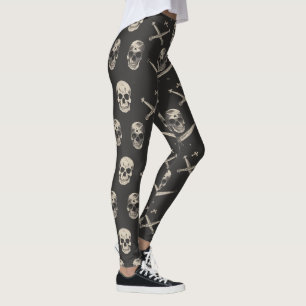 Leggings Patrón de Skulls piratas gruesos