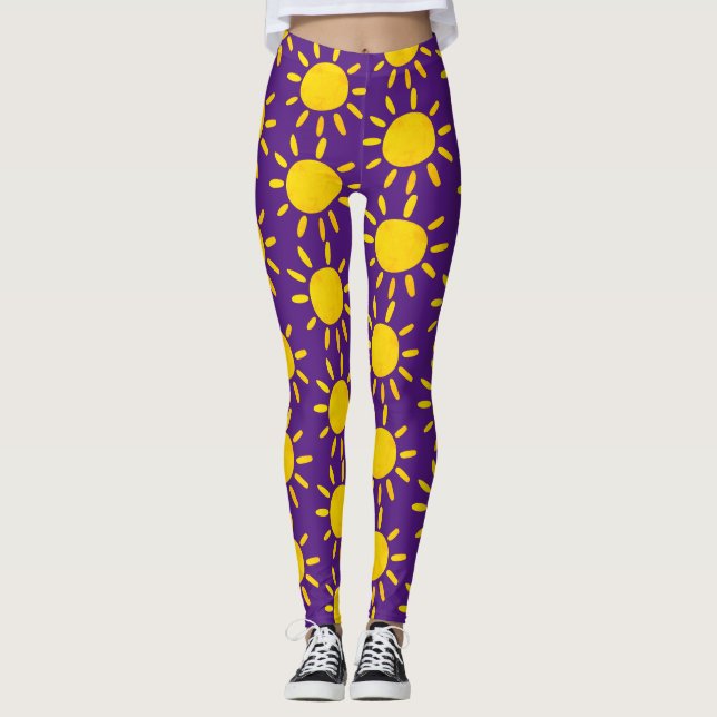 Leggings Patrón de sol amarillo de verano abstracto genial  (Anverso)