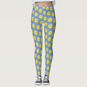 Leggings Patrón de sol sonriente kawaii lindo