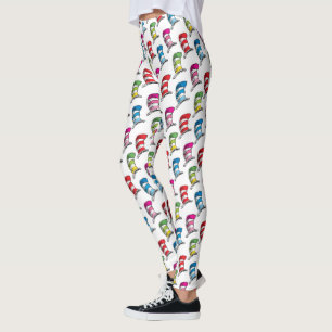 Leggings Patrón de Sombrero Colorido del Gato en el Sombrer