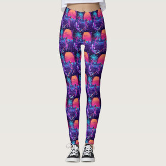 Leggings Patrón de Spacemen de Vaporwave Synthwave