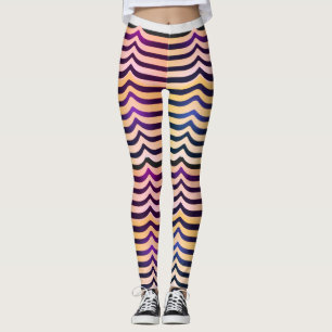 Leggings Patrón de stripey de arte de trippy blanco y negro