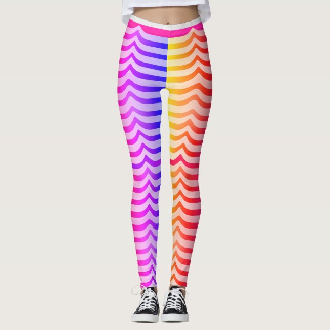 Leggings Patrón de Stripey Tropical Psicodélico Jazzy Tripp (Anverso)