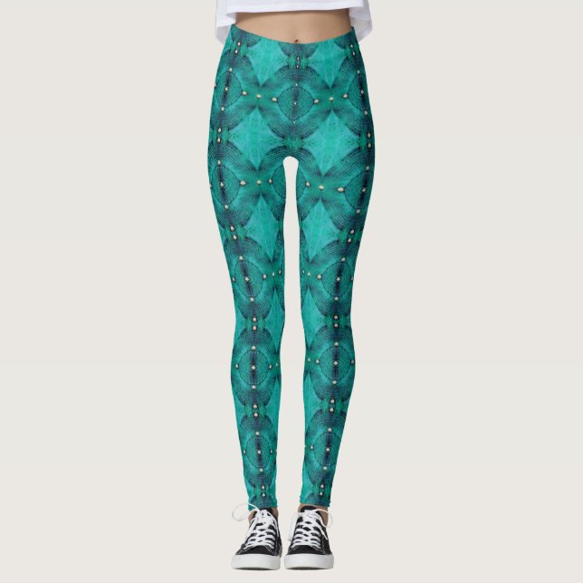 Leggings Patrón de suelo retorcido en azul acuático (Anverso)