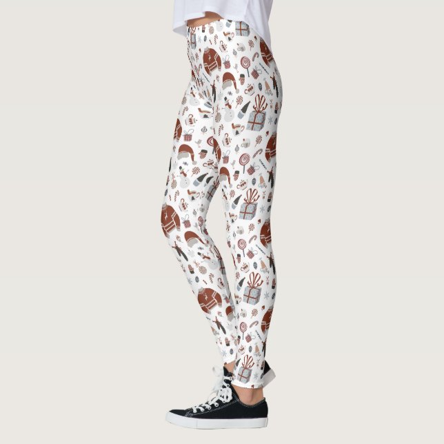 Leggings Patrón de suéter de Navidades retro (Izquierda)