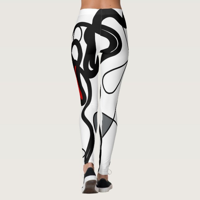 Leggings Patrón de sujeción: Resumen negro, blanco, gris y  (Reverso)