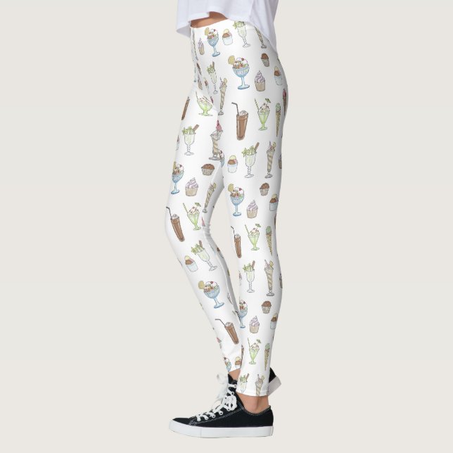 Leggings Patrón De Sundae De Helado Blanco (Izquierda)