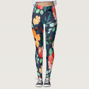 Leggings Patrón de superficie floral- Primavera decorativa 