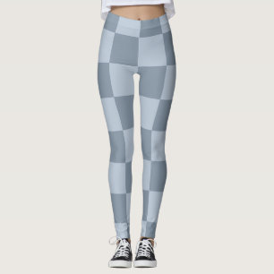 Leggings Patrón de tablero de ajedrez azul en polvo minimal