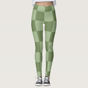 Leggings Patrón de tablero de ajedrez verde salvia minimali